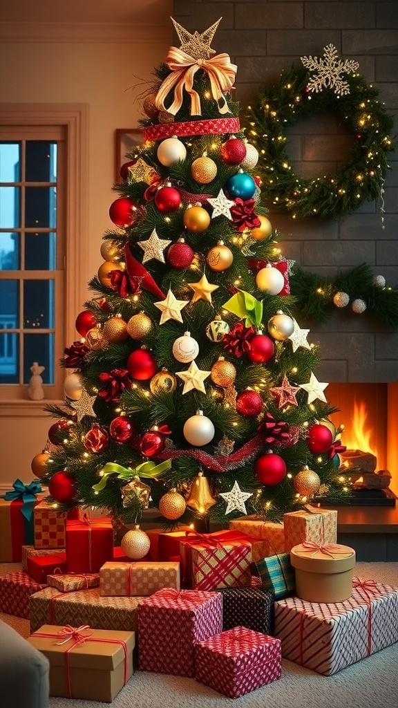 Inspirational Quotes for Keeping the Christmas Spirit Alive A festive Christmas tree with lights and ornaments in a cozy living room.